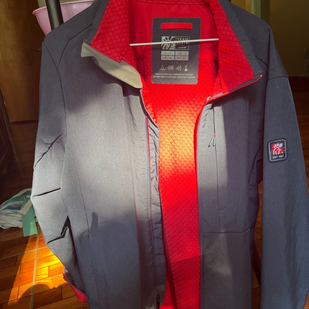 Men's Performance Jacket in Charcoal and Crimson